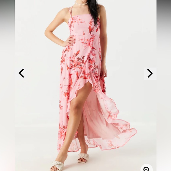 NWT Chiffon Floral High-Low Wrap Dress - Picture 2 of 4